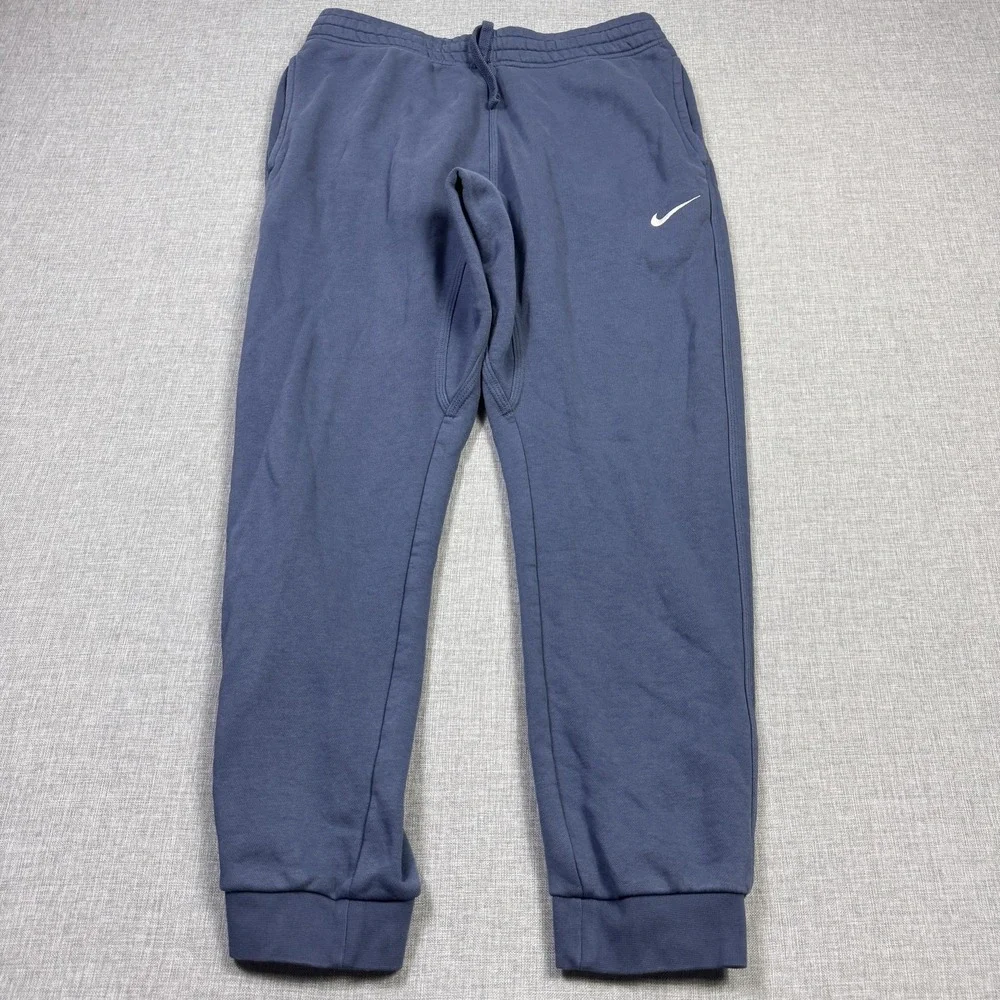 Nike Sweatpants Mens L Blue Fleece Jogger Drawstring Pockets‎ Swoosh 31in
